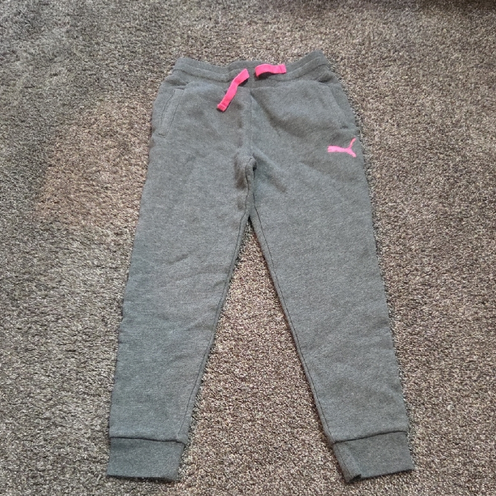 Puma Kids Charcoal Joggers with Pink Details